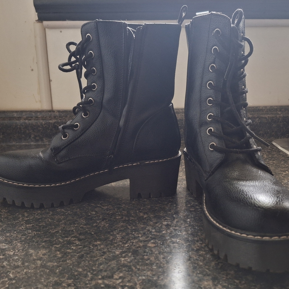 Black Lace-Up Ankle Boots